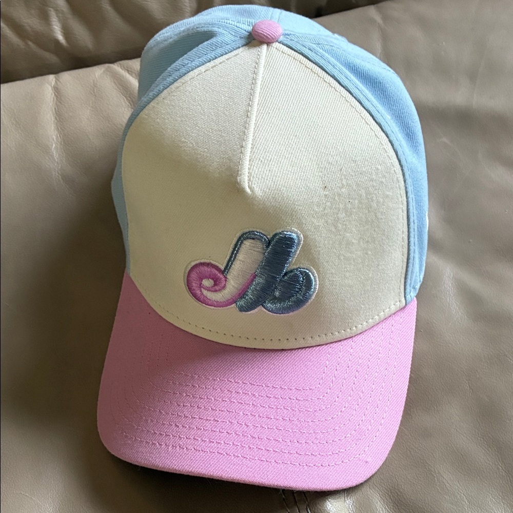 Kids Pastel Pink & Blue Baseball Cap with Embroidered Logo